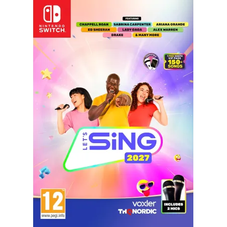 LET'S SING 2027 CON 2 MICRÓFONOS SWITCH JUEGO FÍSICO PARA NINTENDO SWITCH VERSIÓN ESPAÑOLA GARANTÍA EUROPEA EUROPEAN WARRANTY