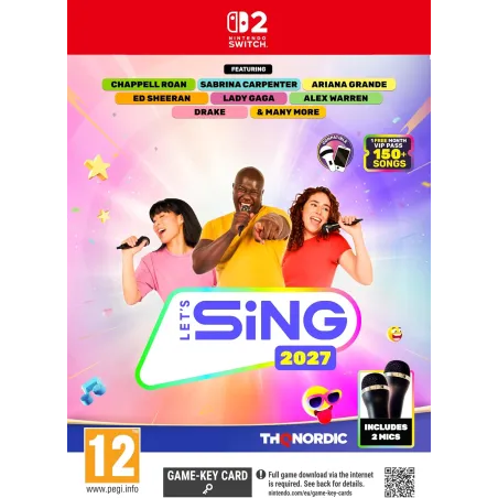 LET'S SING 2027 CON 2 MICRÓFONOS SWITCH2 JUEGO FÍSICO PARA NINTENDO SWITCH 2 VERSIÓN ESPAÑOLA GARANTÍA EUROPEA EUROPEAN WARRANTY