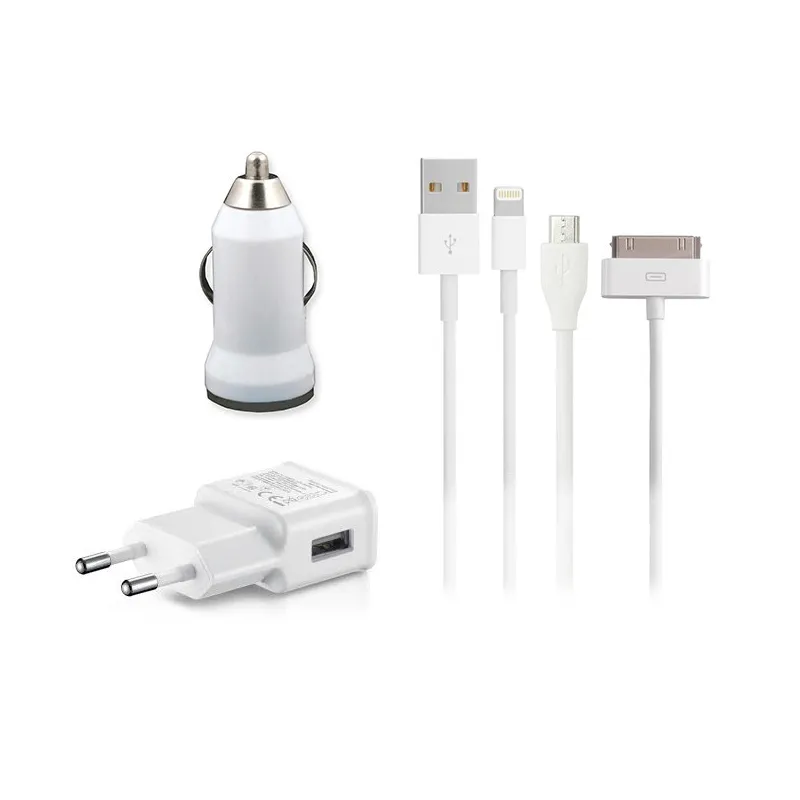 THUIS- EN AUTOLADER + 3-IN-1-KABEL VOOR IPHONE EN MICRO-USB, SNELLADEN - The Shop Gamer