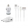 CARGADOR DE CORRIENTE Y COCHE + CABLE 3-1 IPHONE Y MICROUSB CARGA RAPIDA