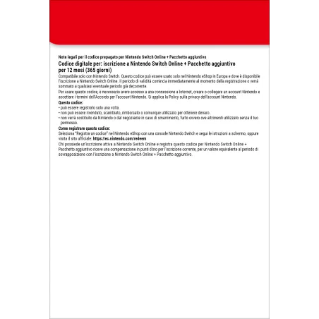Nintendo Switch Online + Pacchetto aggiuntivo (Iscrizione individuale)