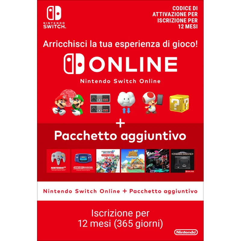 Nintendo Switch Online + Pacchetto aggiuntivo (Iscrizione individuale)