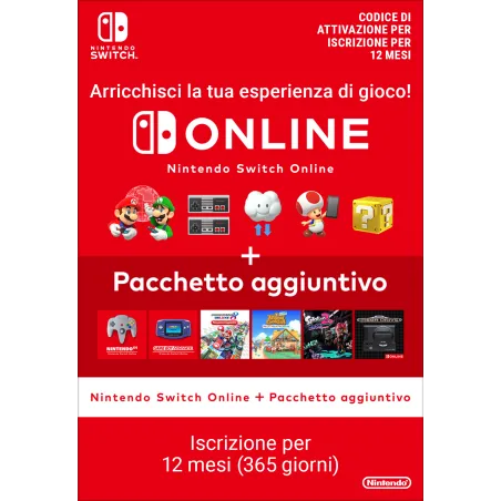Nintendo Switch Online + Pacchetto aggiuntivo (Iscrizione individuale)