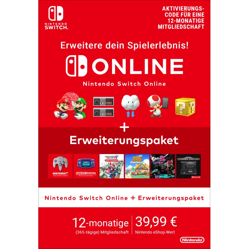 Nintendo Switch Online + Erweiterungspaket (Einzelmitgliedschaft)