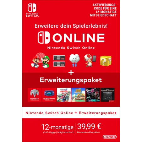 Nintendo Switch Online + Erweiterungspaket (Einzelmitgliedschaft)