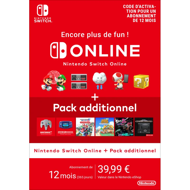 Nintendo Switch Online + Pack additionnel (Abonnement individuel)