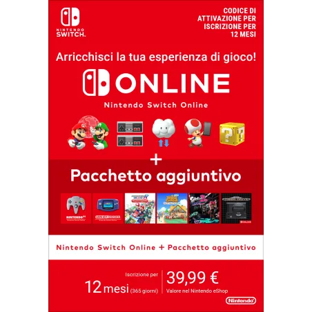Nintendo Switch Online + Pacchetto aggiuntivo (Iscrizione individuale)