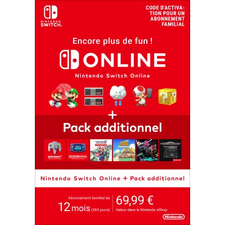 Nintendo Switch Online + Pack additionnel (Abonnement familial)