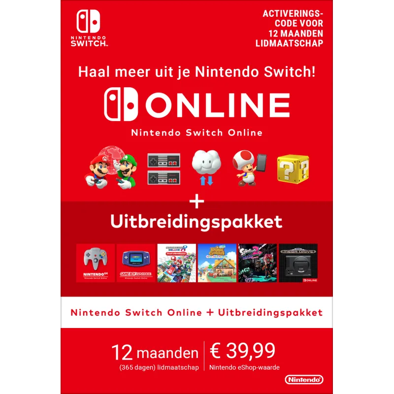Nintendo Switch Online + Uitbreidingspakket (Individueel lidmaatschap)