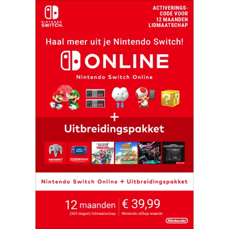 Nintendo Switch Online + Uitbreidingspakket (Individueel lidmaatschap)