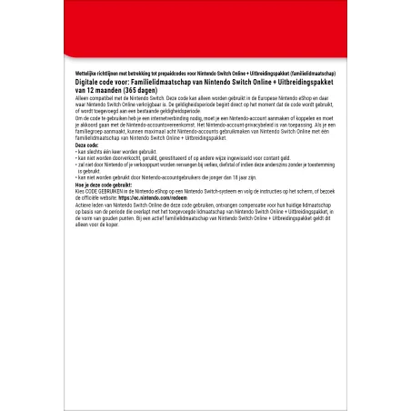 Nintendo Switch Online + Uitbreidingspakket (Familielidmaatschap)