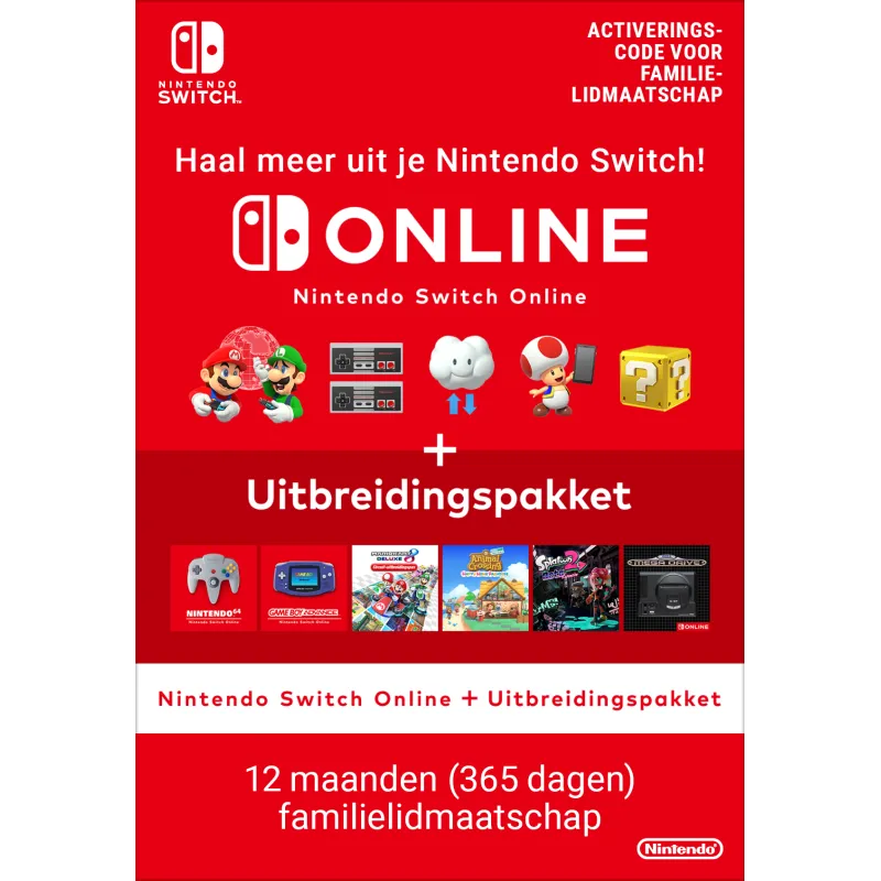 Nintendo Switch Online + Uitbreidingspakket (Familielidmaatschap)
