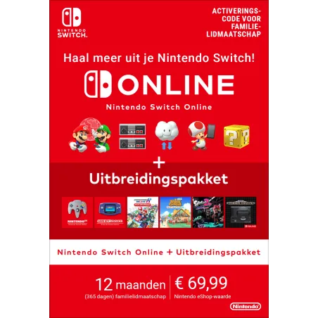 Nintendo Switch Online + Uitbreidingspakket (Familielidmaatschap)