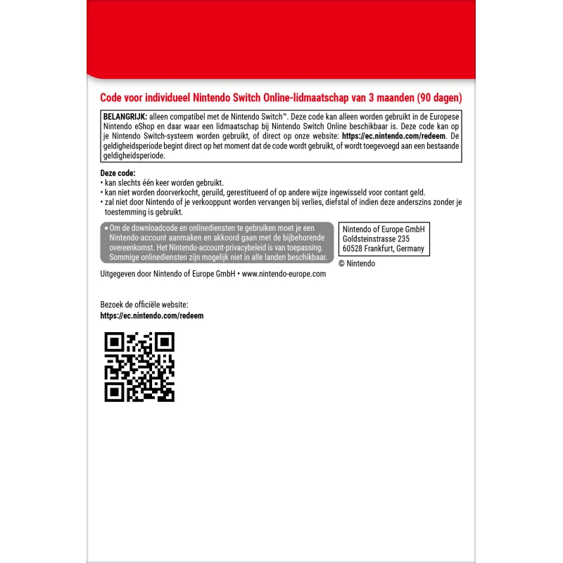 Nintendo Switch Online (Individueel lidmaatschap - 3 maanden)