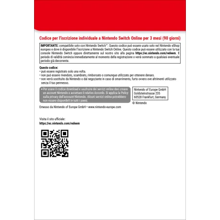 Nintendo Switch Online (Iscrizione individuale - 3 mesi)