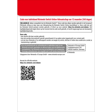 Nintendo Switch Online (Individueel lidmaatschap - 12 maanden)