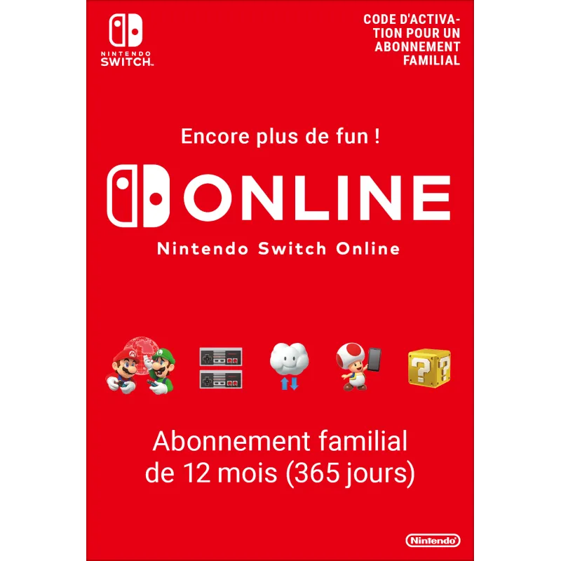 Nintendo Switch Online (Abonnement familial - 12 mois)