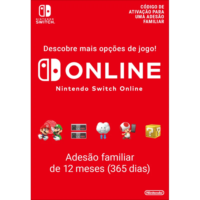 Nintendo Switch Online (Adesão Familiar - 12 meses)