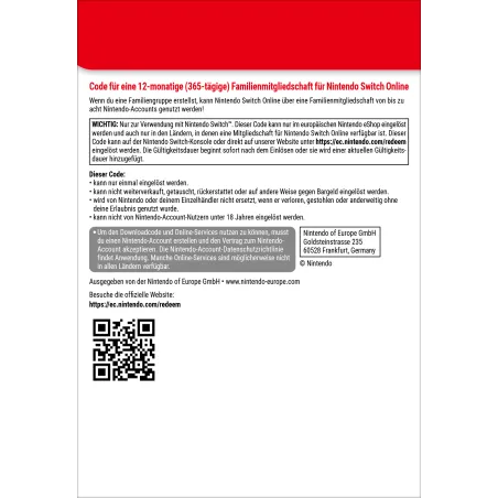 Nintendo Switch Online (Familienmitgliedschaft - 12 Monate)