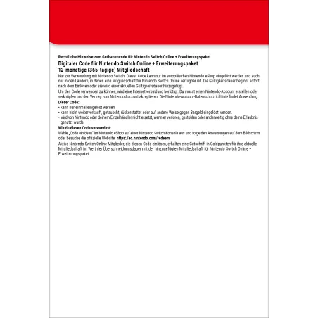Nintendo Switch Online + Erweiterungspaket (Einzelmitgliedschaft)