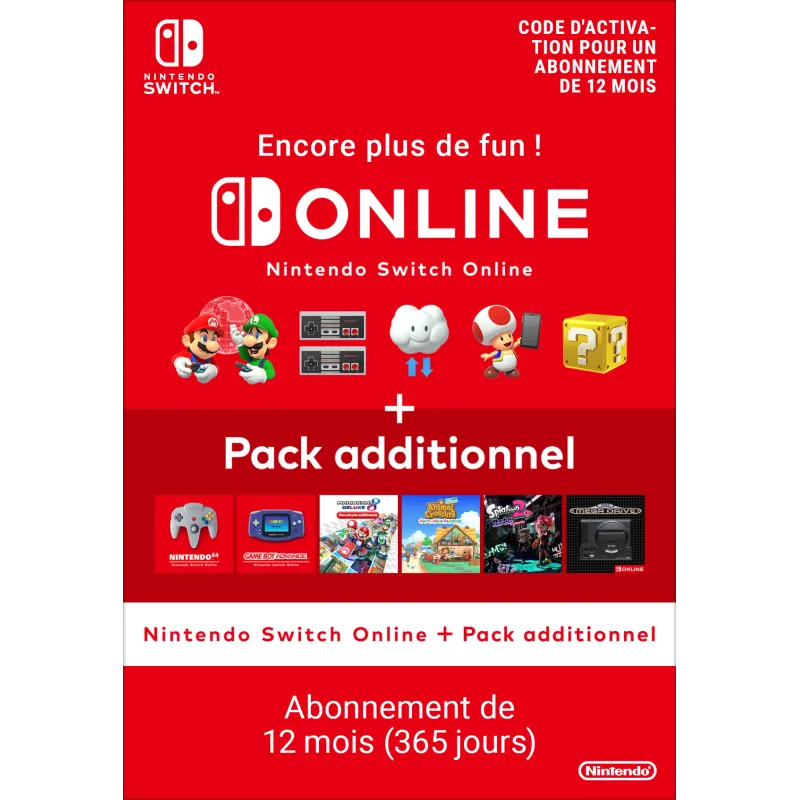 Nintendo Switch Online + Pack additionnel (Abonnement individuel)