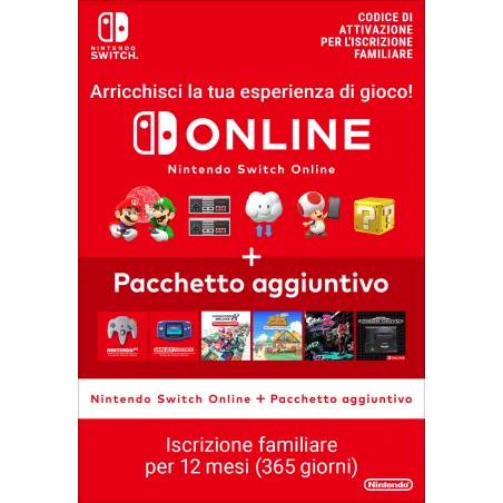 Nintendo Switch Online + Pacchetto aggiuntivo (Iscrizione familiare)