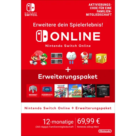 Nintendo Switch Online + Erweiterungspaket (Familienmitgliedschaft)