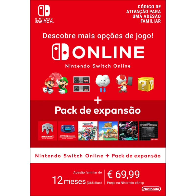 Nintendo Switch Online + Pack de expansão (Adesão familiar)