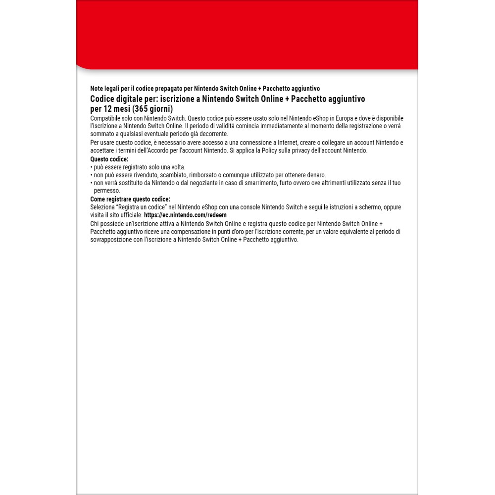 Nintendo Switch Online + Pacchetto aggiuntivo (Iscrizione individuale)
