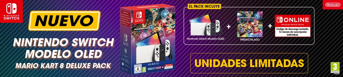 NINTENDO SWITCH OLED BLANCA + SUPER MARIO KART 8 DELUXE + SUSCRIPCIÓN 12 MESES NINTENDO SWITCH ONLIN